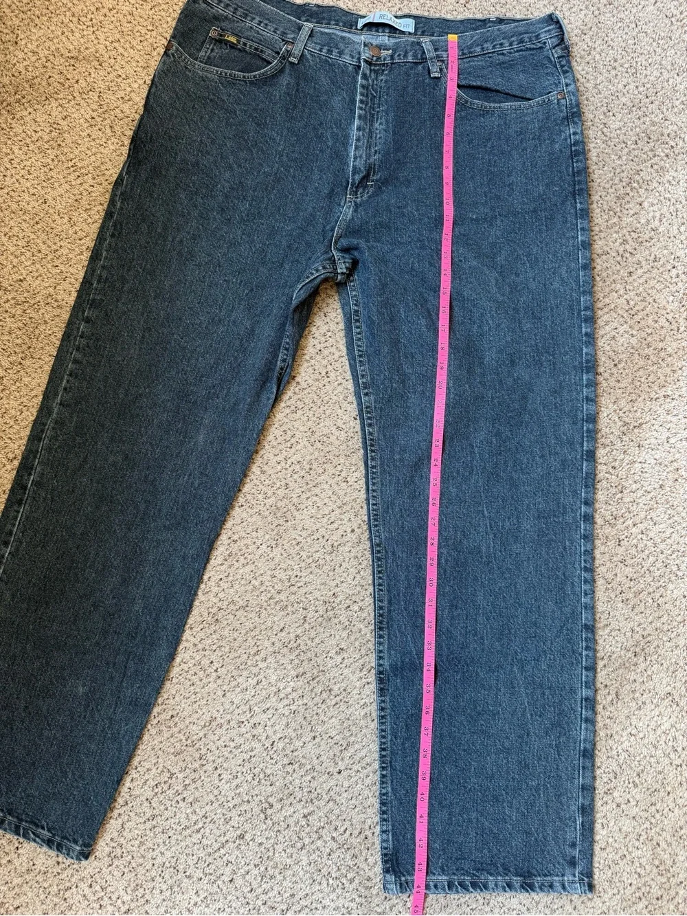 Lee Relaxed Fit Dark Wash Denim Jeans Men Size 42X32 Cotton